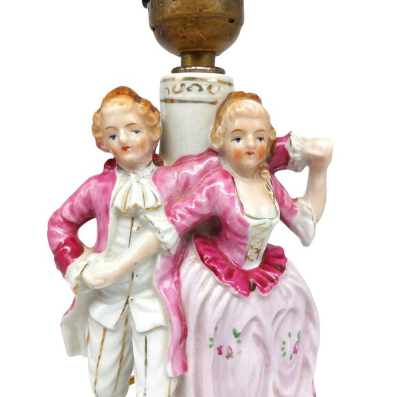 Vintage Glazed Gilded Porcelain Lamp, Table Lighting Decor, Classic French Victo - Picture 4 of 7